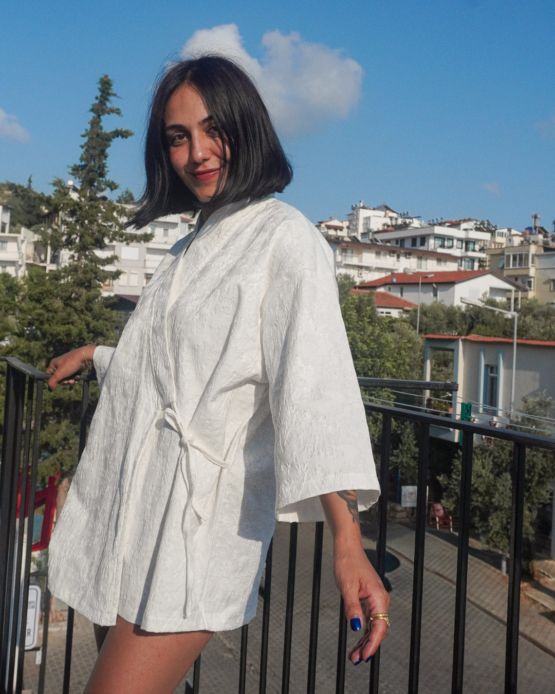 "Alba" Unisex Beyaz Kimono (Elbise)