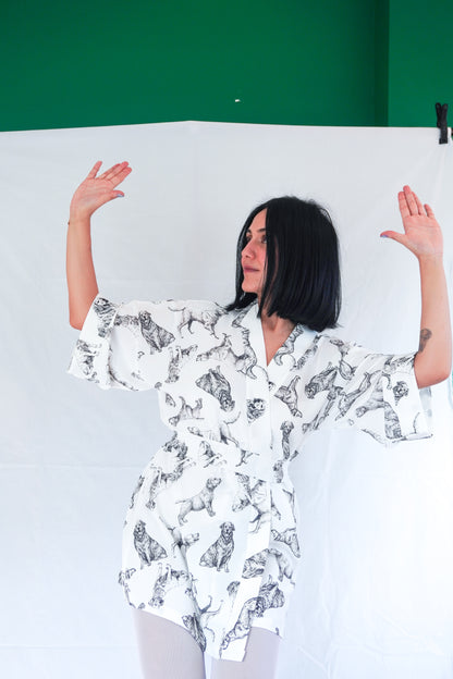 Who Let The Dogs Off? – Köpek Desenli Kimono Ceket