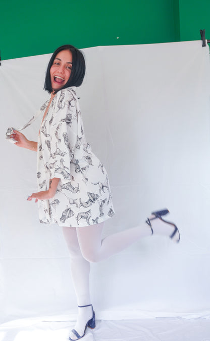 Who Let The Dogs Off? – Köpek Desenli Kimono Ceket
