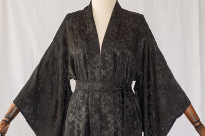 "Nox" Siyah Pamuk Saten Kimono Elbise