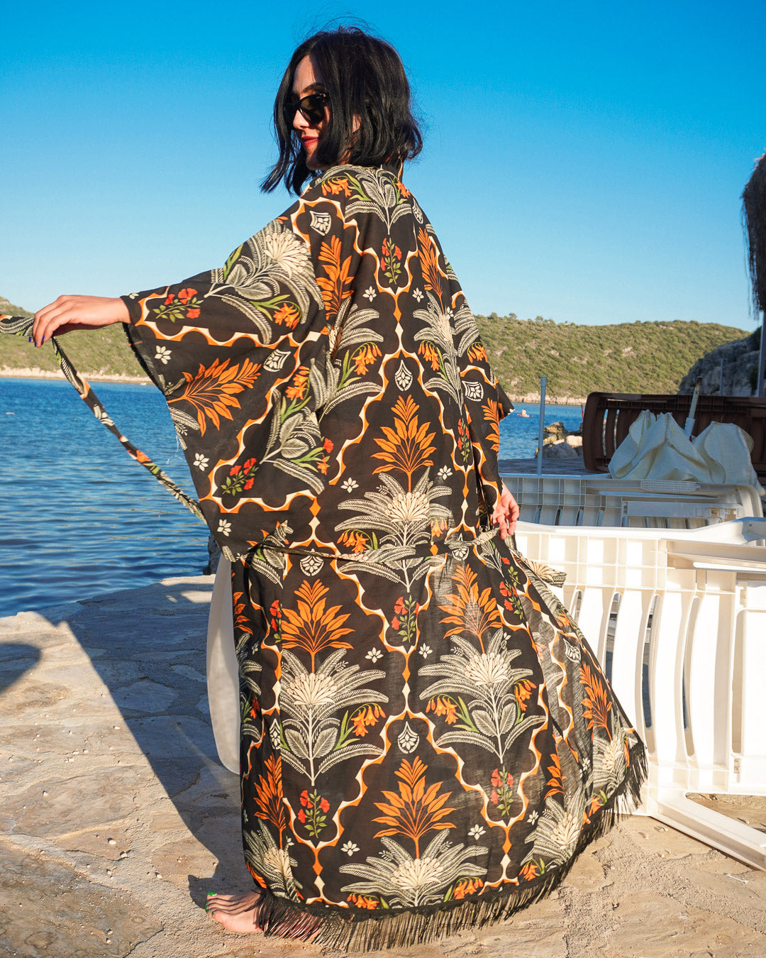 Botanik Keten Uzun Püsküllü Kimono