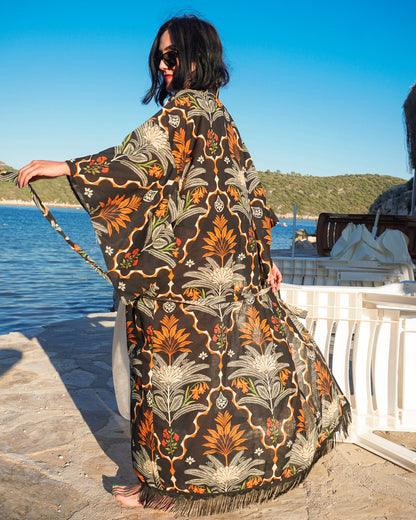 Botanik Keten Uzun Püsküllü Kimono