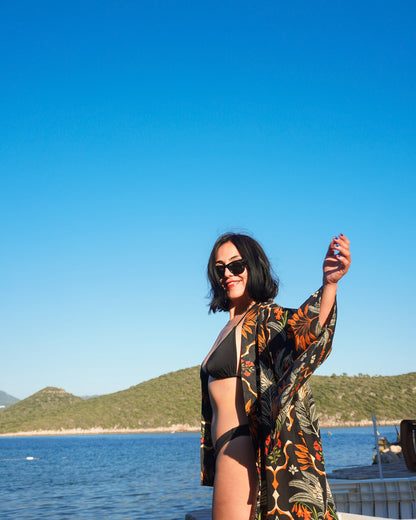 Botanik Keten Uzun Püsküllü Kimono