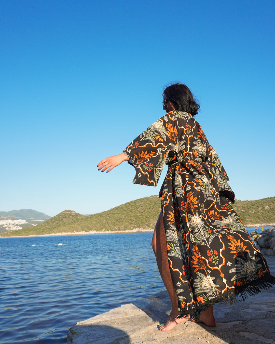 Botanik Keten Uzun Püsküllü Kimono
