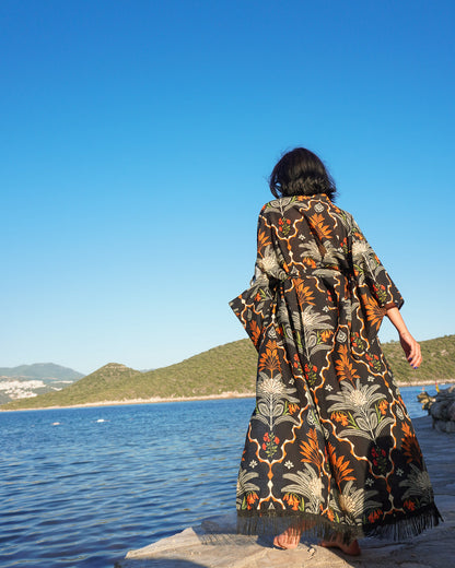 Botanik Keten Uzun Püsküllü Kimono