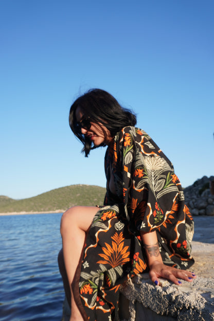 Botanik Keten Uzun Püsküllü Kimono