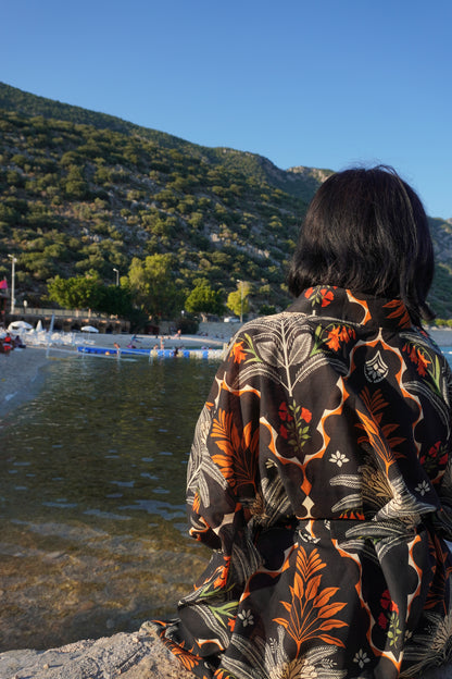 Botanik Keten Uzun Püsküllü Kimono