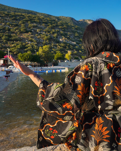 Botanik Keten Uzun Püsküllü Kimono