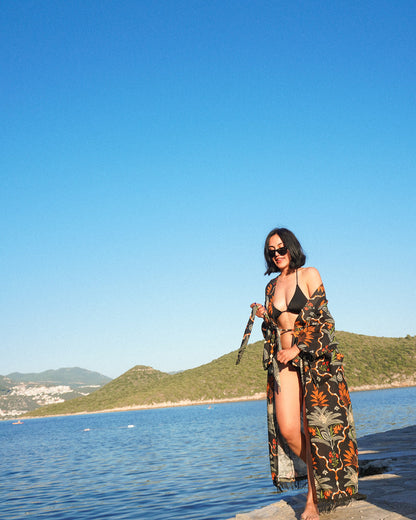 Botanik Keten Uzun Püsküllü Kimono