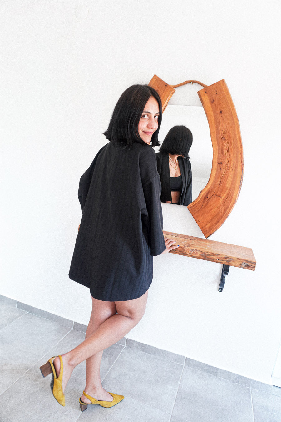 "Nera" Unisex Siyah Kimono Elbise