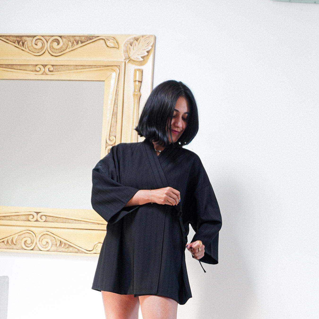 "Nera" Unisex Siyah Kimono Elbise