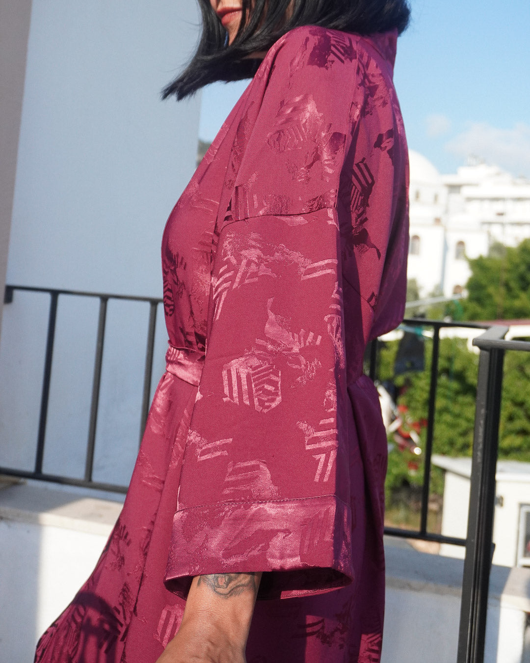 Selene – Bordo Saten Kimono