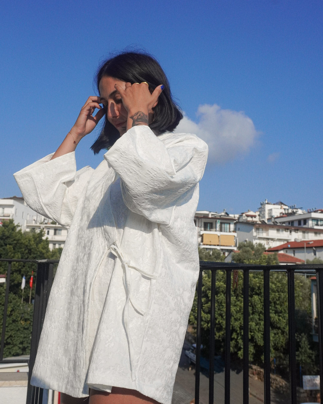 "Alba" Unisex Beyaz Kimono (Elbise)