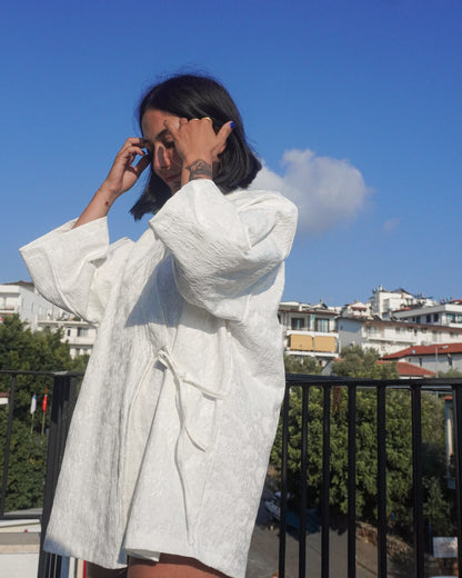 "Alba" Unisex Beyaz Kimono (Elbise)