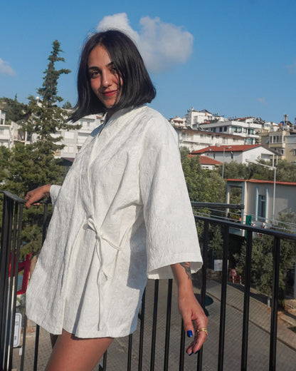 "Alba" Unisex Beyaz Kimono (Elbise)