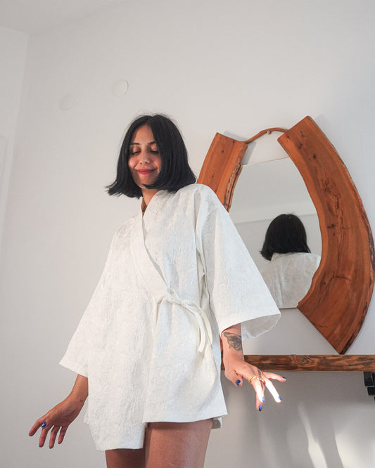 "Alba" Unisex Beyaz Kimono (Elbise)