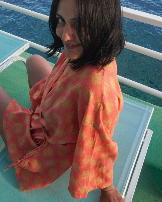 "Solis" Unisex Güneş Desenli Kimono (Elbise)