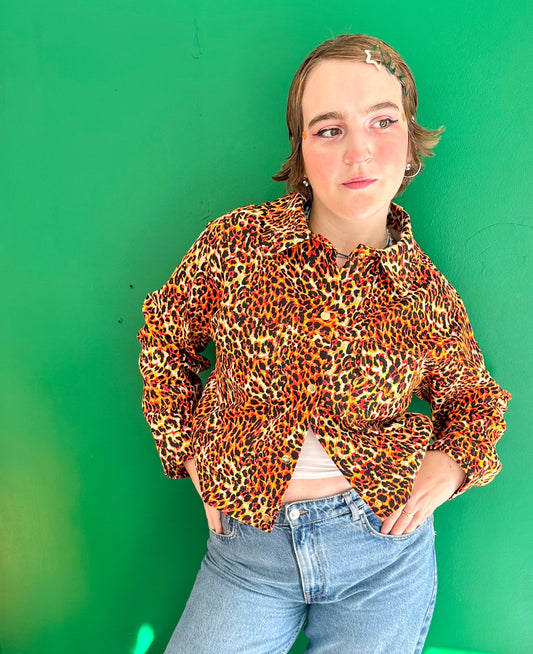 lola leopar desenli oversize canvas ceket - tasarim kadin ceket modelleri