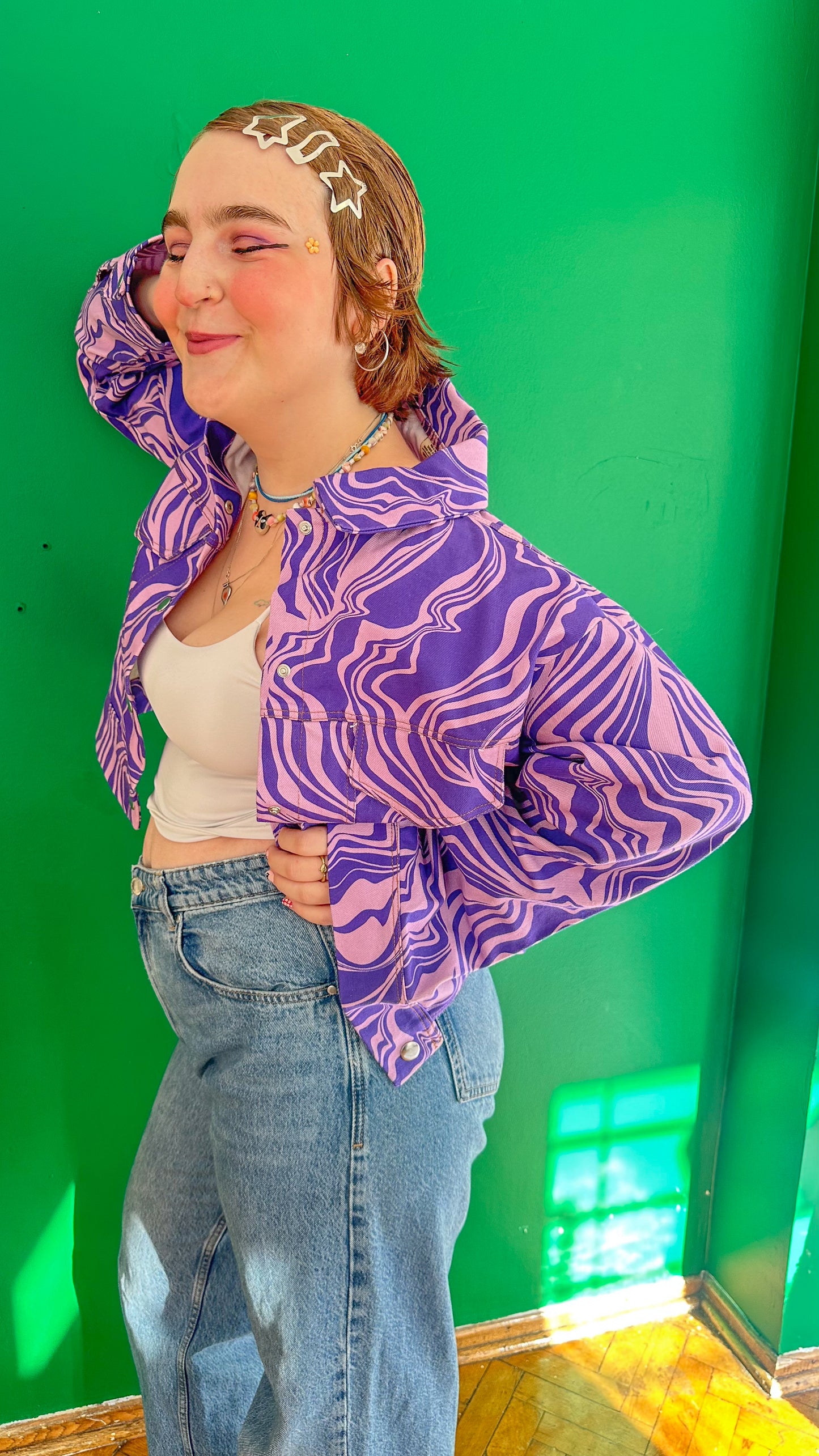 Mira – Purple Wave Canvas Ceket