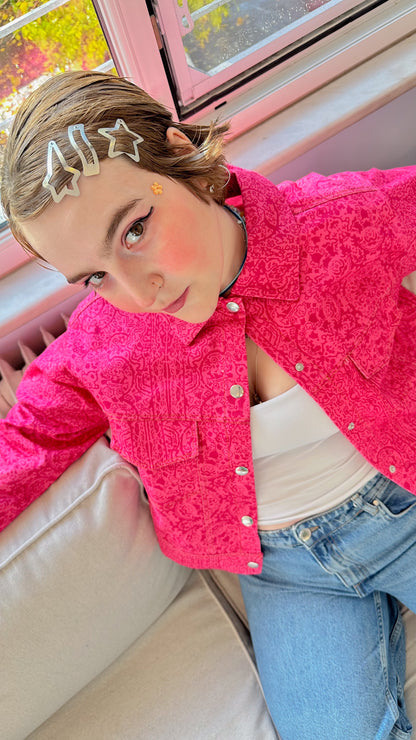 Lola – Hot Pink Canvas Ceket