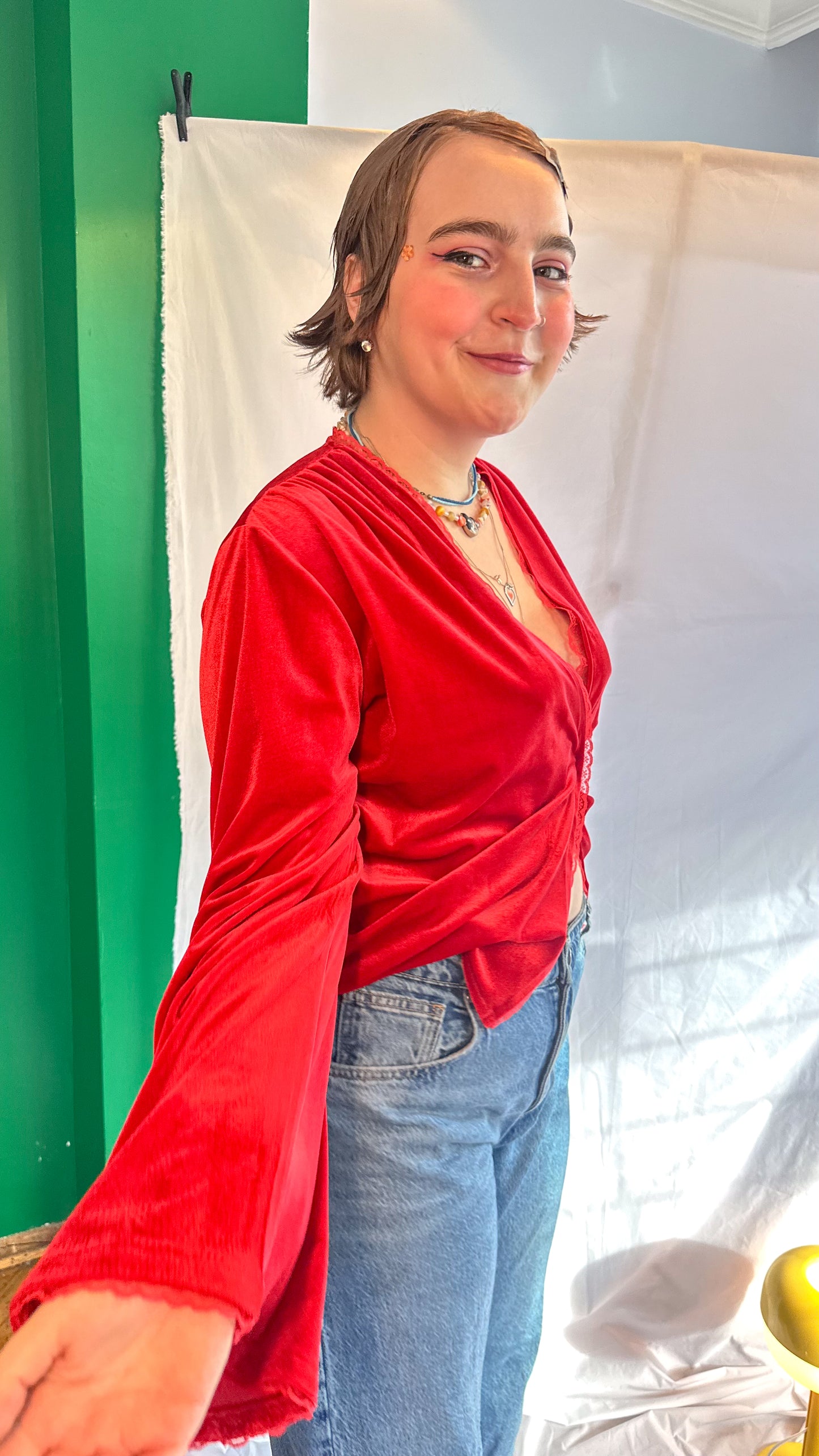 ROXY Kadife Wrap Top – Scarlet Kırmızı