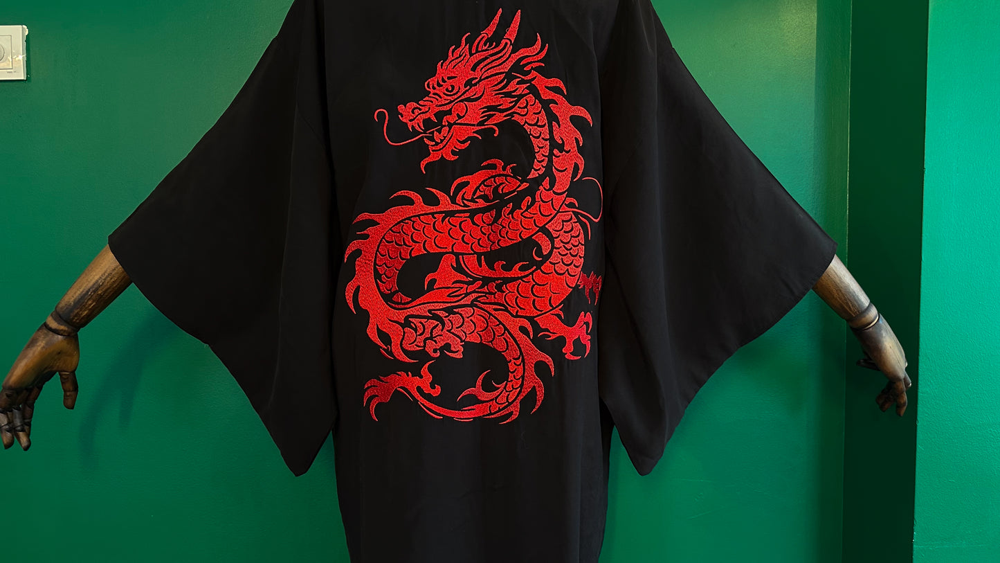 Akira – Dragon Nakışlı Siyah Kimono