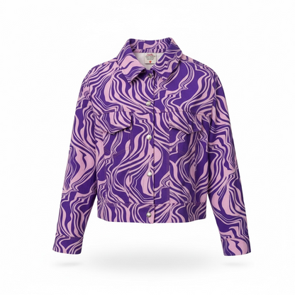 purple wave mor desenli canvas ceket mira - tasarim kadin ceket