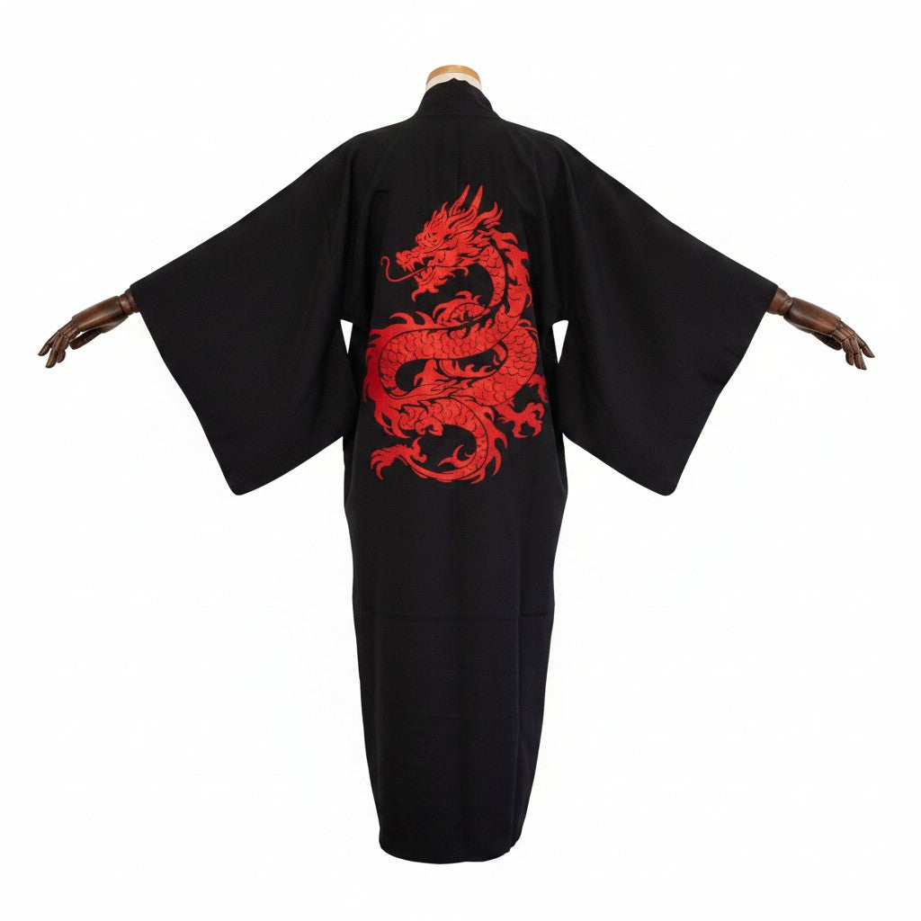 Akira – Dragon Nakışlı Siyah Kimono