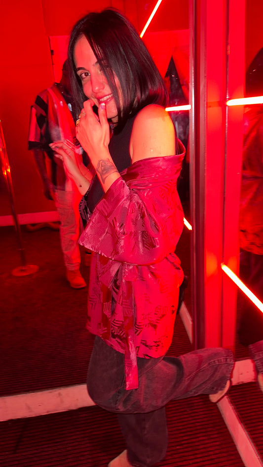 Selene – Bordo Saten Kimono